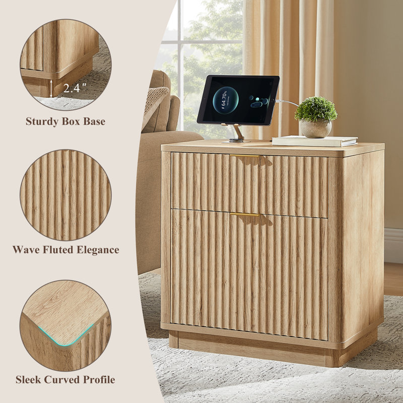 Gracie Oaks 23'' Fluted Nightstand With Mid-century Modern